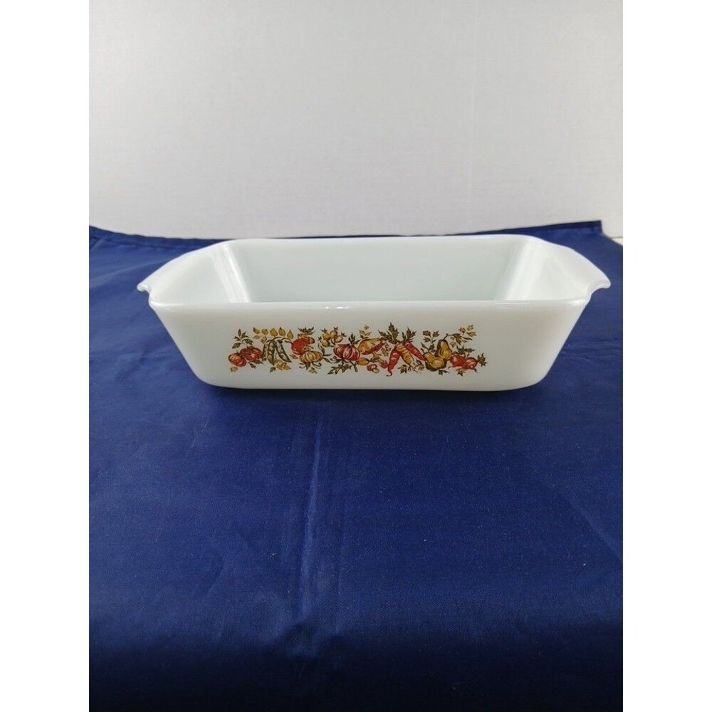 Vintage Anchor Hocking Fire King 441 Vegetable Harvest Loaf Pan 5 x 9 inch
